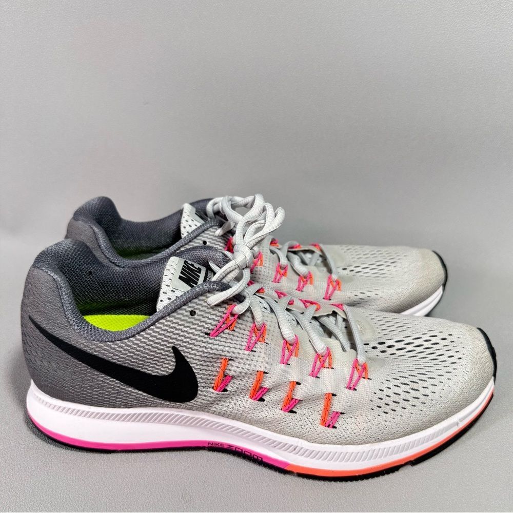 Nike Air Zoom Pegasus 33 Gray and Pink Running Shoes